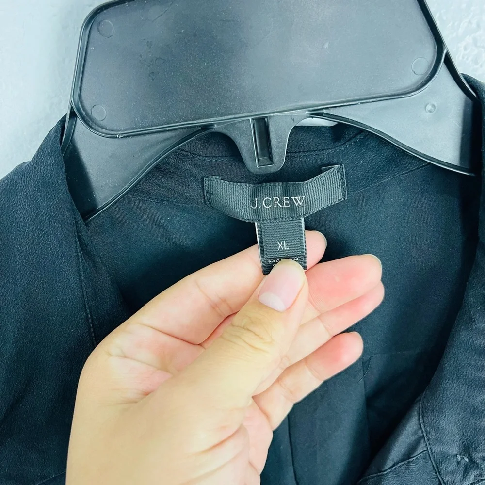 J. Crew Black Silk Button Down Sleeveless Shirt Dress - Picture 4 of 7